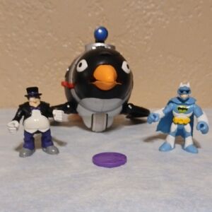 Fisher-Price Batman and Penguin Action Figures with Black Penguin Submarine